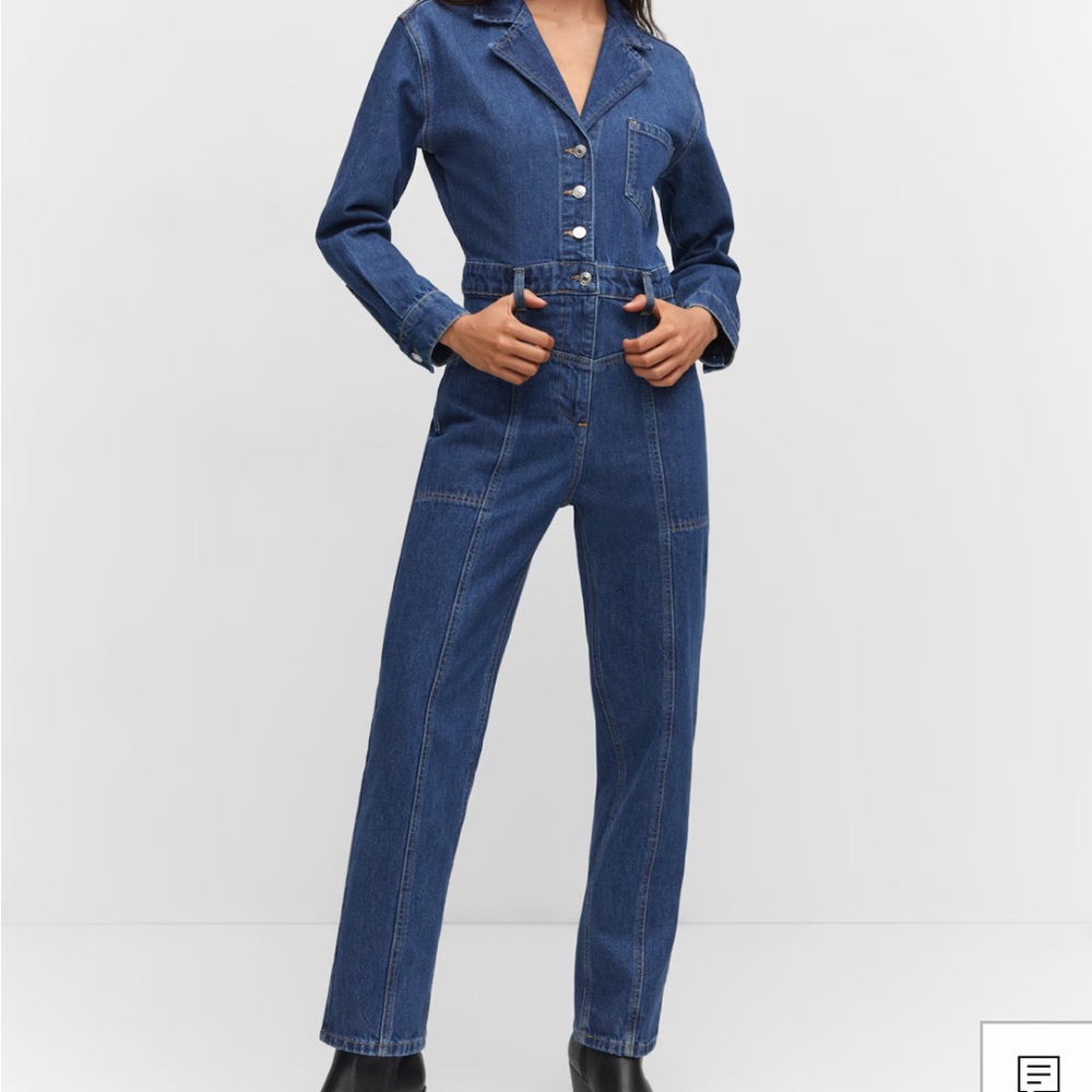 Mango Dark Blue Denim Jumpsuit